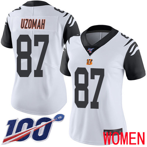 Cincinnati Bengals Limited White Women C J  Uzomah Jersey NFL Footballl #87 100th Season Rush Vapor Untouchable